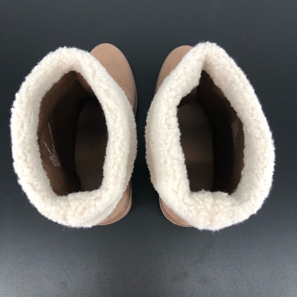 JustFab Taupe Ellie Faux Sherpa Trim Lug Sole Bootie - Picture 8 of 12